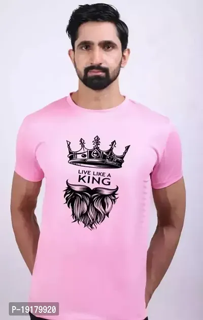 Reliable Pink Cotton Printed Round Neck Tees For Men