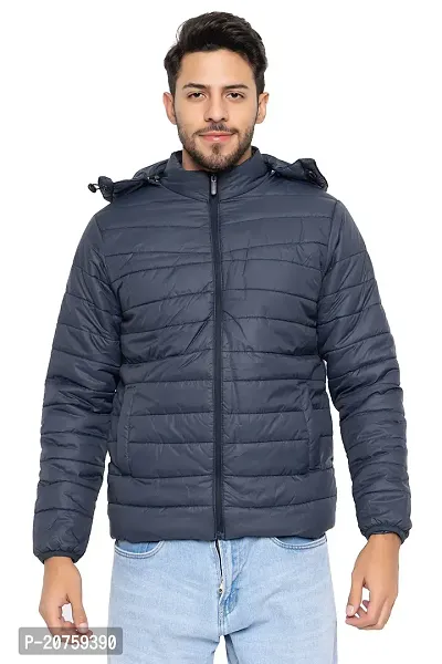 Amdy Men Nylon Jacket Full-Sleeved Winter Jacket with Hood-thumb0