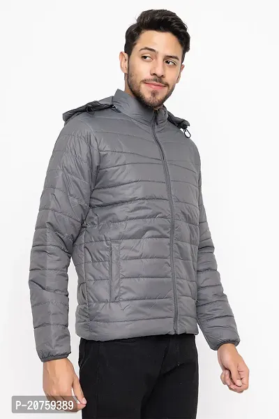 Amdy Men Nylon Jacket Full-Sleeved Winter Jacket with Hood-thumb3