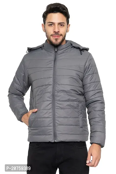 Amdy Men Nylon Jacket Full-Sleeved Winter Jacket with Hood-thumb0