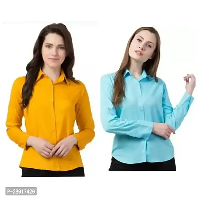 Stylish Multicoloured Rayon Shirt For Womem Pack Of 2-thumb0