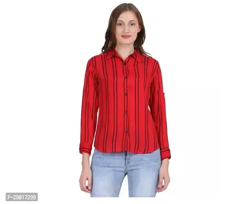Stylish Red Rayon Shirt For Womem-thumb0