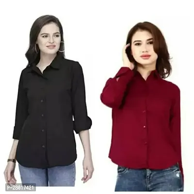 Stylish Multicoloured Rayon Shirt For Womem Pack Of 2