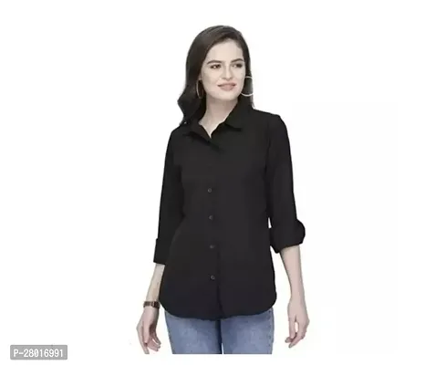 Stylish Black Rayon Shirt For Womem-thumb0