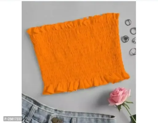Stylish Orange Crepe Crop Top For Womem