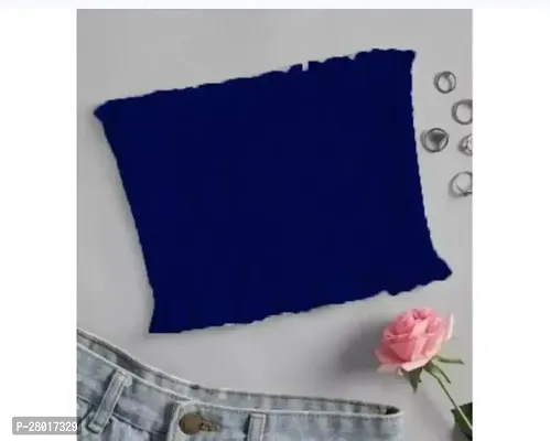 Stylish Blue Crepe Crop Top For Womem