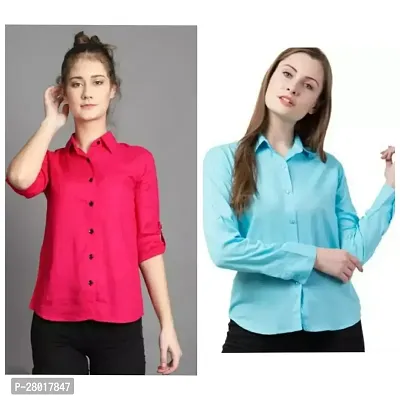 Stylish Multicoloured Rayon Shirt For Womem Pack Of 2-thumb0