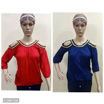 Stylish Multicoloured Rayon Top For Womem Pack Of 2