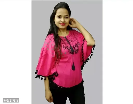 Stylish Pink Rayon Slub Top For Womem