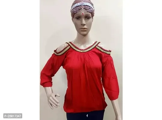 Stylish Red Rayon Top For Womem-thumb0