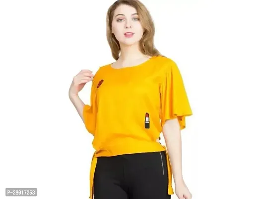 Stylish Yellow Cotton Top For Womem-thumb0