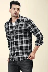 Stylish Black cotton check shirt For Men-thumb1