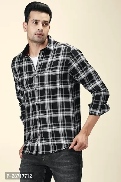 Stylish Black cotton check shirt For Men-thumb2