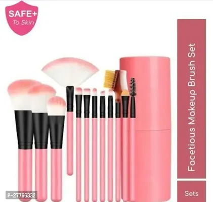 12 pcs makeup brush set different sizes of brushes pink colors-thumb0