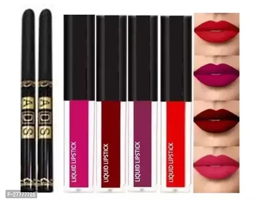 The red matte mini liquid edition lipsticks 4 pcs different shades and 2 pcs kajal pencil free