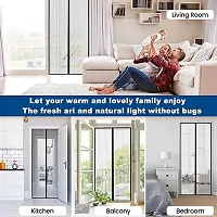 Kudos Enterprise Mosquito Screen Door Net Curtain with Magnets | Magic Mesh Magnetic Screen Door net for Main Doors,Balcony with Full Frame-thumb4