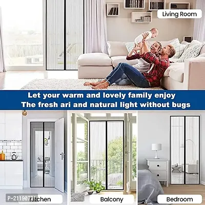 Kudos Enterprise Mosquito Screen Door Net Curtain with Magnets | Magic Mesh Magnetic Screen Door net for Main Doors,Balcony with Full Frame-thumb5