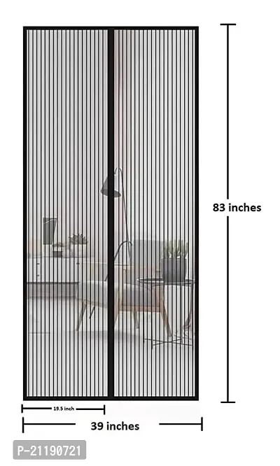 Kudos Enterprise Mosquito Screen Door Net Curtain with Magnets | Magic Mesh Magnetic Screen Door net for Main Doors,Balcony with Full Frame-thumb2