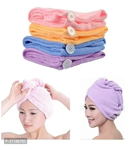 Kudos Enterprise Hands-Free Super Absorbent Microfiber Hair Drying Bath Towel Cap/Long Hair Wrap - Pack of 2 (Multicolour)