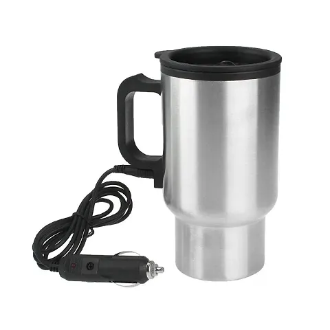 K Kudos Enterprise Stainless Steel Electric Kettle Car Charging Travel Coffee Mug Cup Heated Thermos (1 Pc)