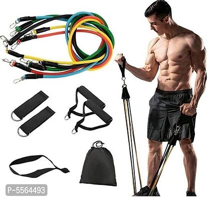 1 in 1 Power Resistance Band Tube Foam Handles Door Anchor Legs Ankle Straps Home Gym Workout Body Stretching Power Lifting Men Woman Unisex