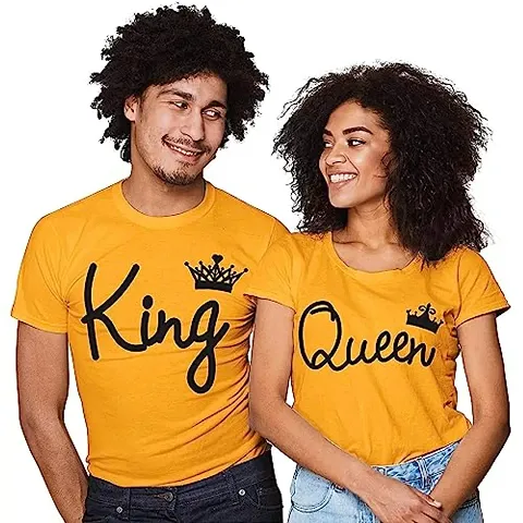 King Queen Couple Tshirt (Red, X-Large)