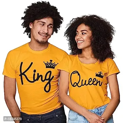 King Queen Couple Tshirt Polyester (White, Large)-thumb0