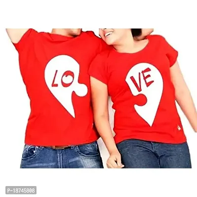 Love Couple Tshirt Cotton (Man-XXL, Woman-XL, Navy Blue)-thumb0