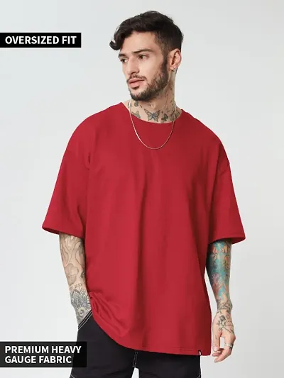 Solid Cotton Blend Round Neck Tees