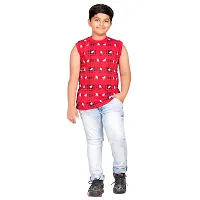 Classic Cotton Blend Multicolor Printed Sleeveless T-shirts For Kids ( Pack Of 2 Pieces )-thumb2