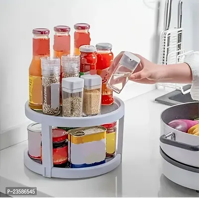 Turntable Rotating Spice Storage Rack Organizer Shelf For Kitchen Double Layer