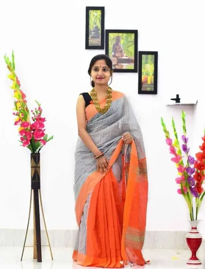 New Fashionable Cotton Silk Sarees with Blouse Piece