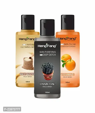 Rice Water, Charcoal, Orange Face Wash For Brighter And Deep Cleansing Glowing Skin Suitable For All Skin Types