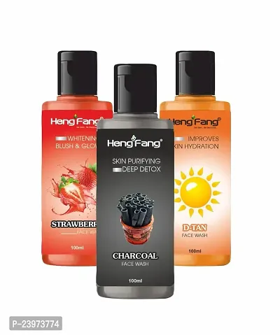 Strawberry,Charcoal,D-Tan Face Wash For Brighter And Deep Cleansing Glowing Skin Suitable For All Skin Types