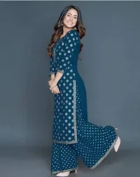 WHALEBONE Women's Rayon Blue Colour Printed Kurta Plazo Set-thumb2