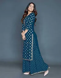 WHALEBONE Women's Rayon Blue Colour Printed Kurta Plazo Set-thumb4