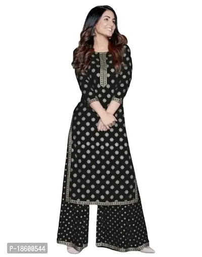 WHALEBONE Women's Rayon Blue Colour Printed Kurta Plazo Set-thumb0