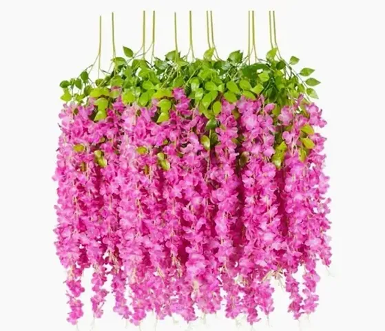 Pauwer 3.6 Feet/Piece Artificial Wisteria Vine Ratta Fake Wisteria Hanging Garland Silk Long Hanging Bush Flowers String Home Party Decor