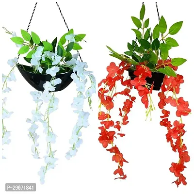 Artificial Wisteria Boat Hanging Pot Pack Of 2-thumb0