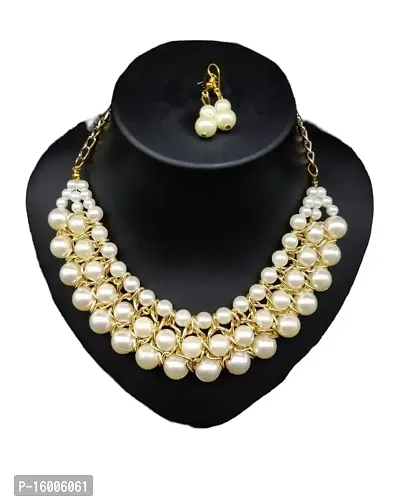 Wedding Pearl Necklace Set In Golden Tone – Hayagi