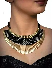 Modern Mood Women's Stylish Multi Strand Western Alloy Golden Necklace For Women-thumb3