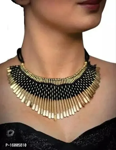 Modern Mood Women's Stylish Multi Strand Western Alloy Golden Necklace For Women-thumb4