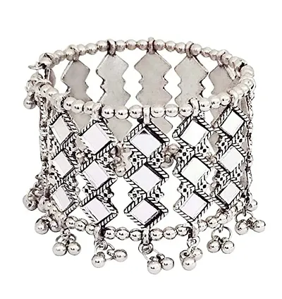 Oxidised Mirror Cuff Bangle Bracelet For Girl and Women