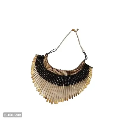 Modern Mood Women's Stylish Multi Strand Western Alloy Golden Necklace For Women-thumb0