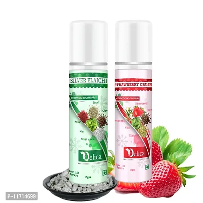 Qelica Strawberry Crush  Silver Elachi Ayurvedic Mouth Spray 20 gram Breath Freshener for Oral Hygiene Fresh Breath 100+ Spray for Men and Women Long Lasting, Pocket Friendly