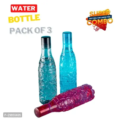 Stylish Plastic Solid Fridge Water Bottle, Pack of 3