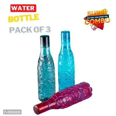 Stylish Plastic Solid Fridge Water Bottle, Pack of 3-thumb0