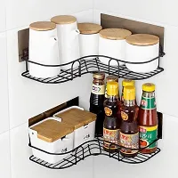 Self-Adhesive Multipurpose Bathroom Shelf with Hooks/Towel Holder/Rack/Bathroom Accessories - Wall Mount - Pack of 1-thumb1