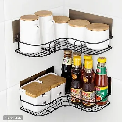 Self-Adhesive Multipurpose Bathroom Shelf with Hooks/Towel Holder/Rack/Bathroom Accessories - Wall Mount - Pack of 1-thumb2