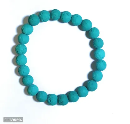 D2C Unisex Lava Stone Bracelet Handmade and Stretchable (Sea Green)-thumb0